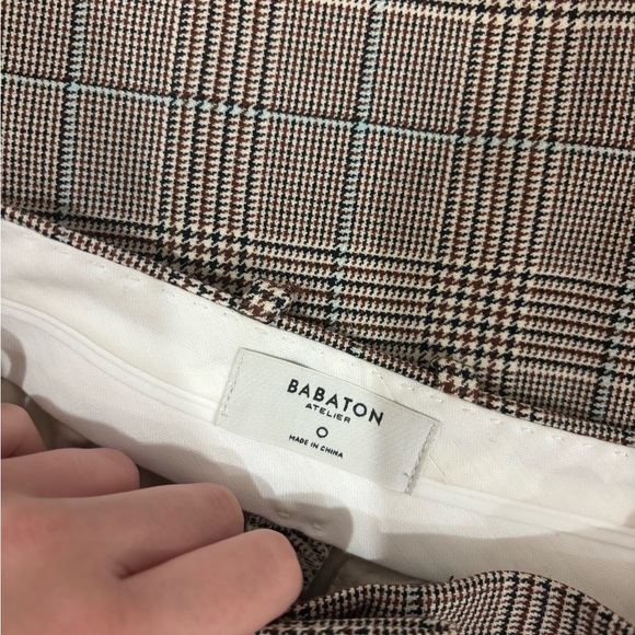 Aritzia Plaid Brown Trousers - Picture 2 of 5